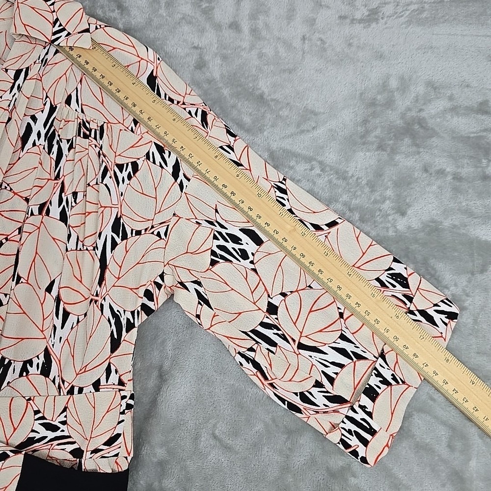 Diane Von Furstenberg DVF Christina Crepe Wrap Dress Medium Leaf Twig Ivory - Picture 9 of 13